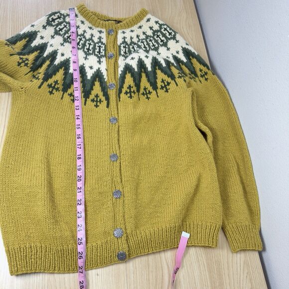 Saga Knit Fair Isle Cardigan Women’s Medium Nordic Wool Lodge Cabin Hand Knit - Picture 12 of 13